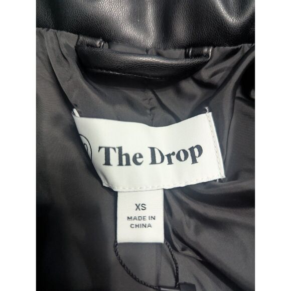 🖤 The Drop Priscilla Vegan Leather Puffer Black XS NWT - Picture 9 of 11